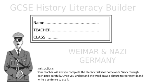 EDEXCEL GCSE History Literacy Builder Weimar and Nazi Germany - KS4 Cultural Capital
