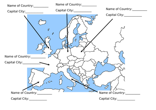 Geography EU & Capitals Worksheet
