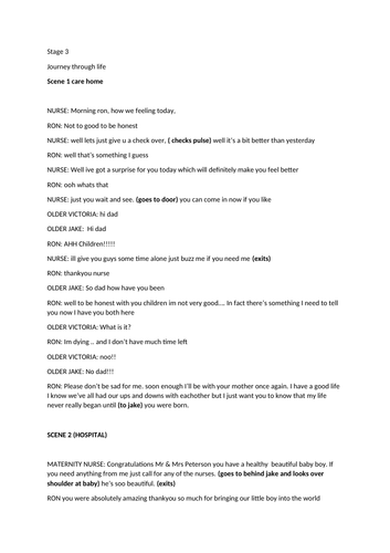 Short 1act play telling one mans life. Multiple characters for any size group