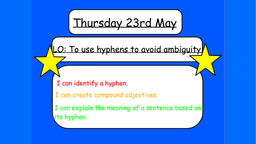 Hyphens for Ambiguity Lesson Year 5 / 6
