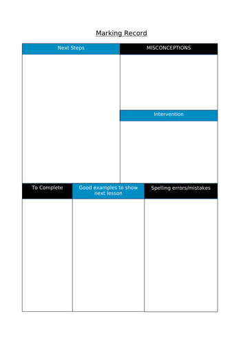 Marking and Feedback Record