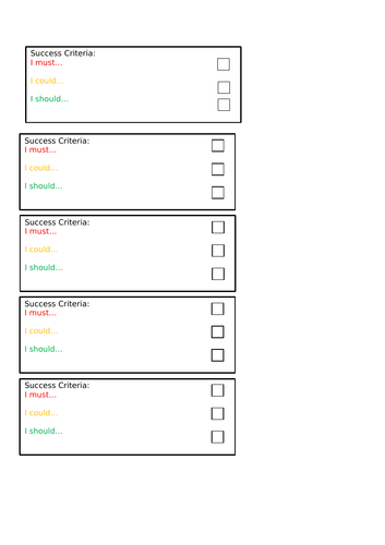 Success Criteria Checklist