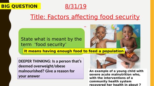 AQA new specification-Factors affecting food security, making food production efficient-B18.10-11