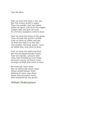Fear No More by William Shakespeare