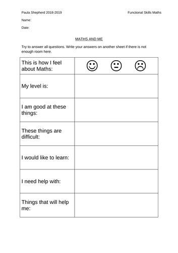 Maths and Me: Student Self-Evaluation