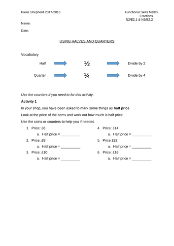 Finding fractions of money: E2-L1