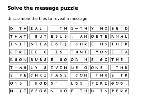 Solve the message puzzle about the Holy Trinity