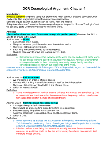 OCR A-level Religious Studies: Arguments From Observation Revision Notes