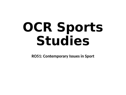 Sports Studies RO51 Introduction Lesson