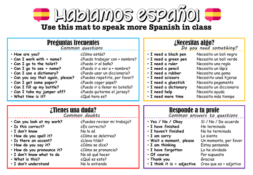 Spanish KS3 -Target language mat