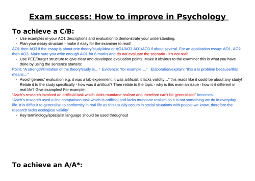 Exam success - how to improve in psychology