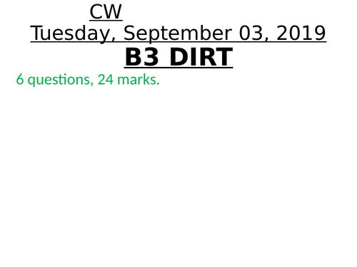 AQA GCSE B3 Infection and Response DIRT Revision Activity Past Exam Questions WITH Mark Scheme MS