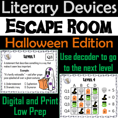 Literary Devices Activity: Halloween Escape Room ELA