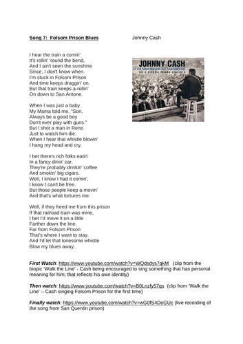 Johnny Cash Song Lyric Work