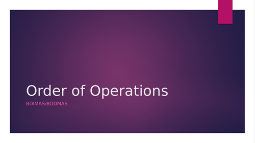 Order of Operators