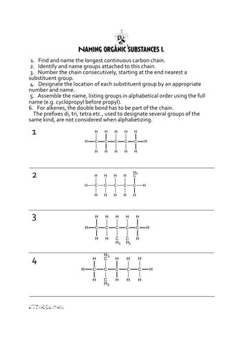 Naming organic substances 1