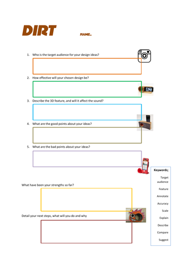 Sound Booster KS3 DIRT activity sheet