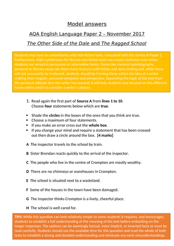 AQA GCSE English Language Paper 2 model answers (November ...