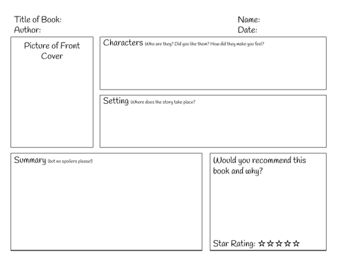 Key Stage 2 Book Report Template