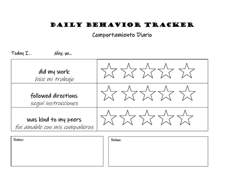 Behavior Trackers (English AND Spanish)