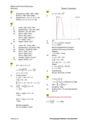 Kinematics Worked Solutions (New A-level)