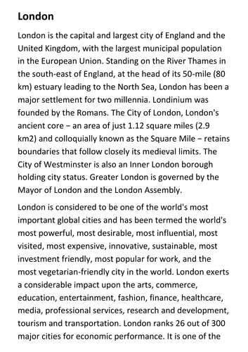 easy essay about london