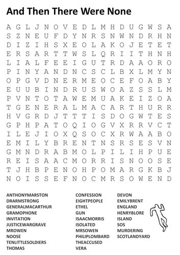 And Then There Were None Word Search