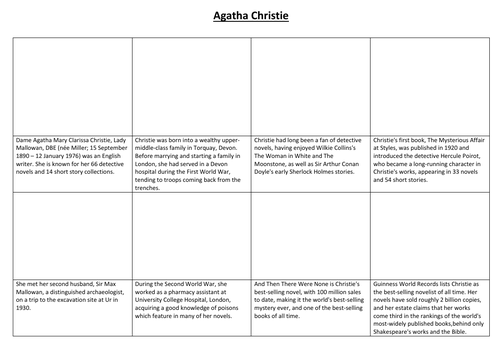 Agatha Christie Comic Strip and Storyboard