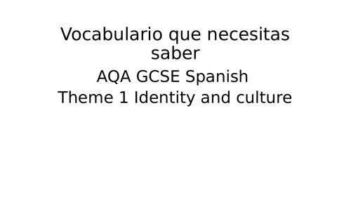 REVISION AQA GCSE Spanish - Theme 1- Reading and Listening