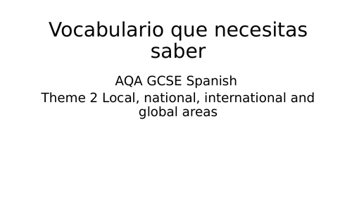 Revision AQA GCSE Spanish - Theme 2 - Reading and Listening