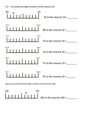 Rounding two-digit numbers to the nearest 10.