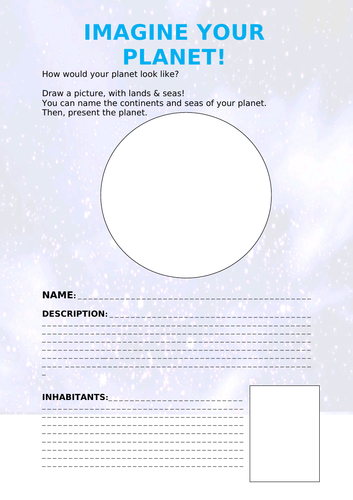 Writing - Imagine your planet (English / ESL)