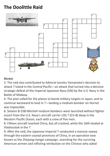 The Doolittle Raid Crossword Teaching Resources