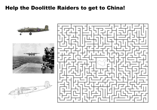 Help the Doolittle Raiders to get to China maze puzzle