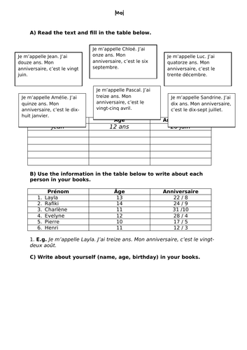 year 7 french basic details teaching resources