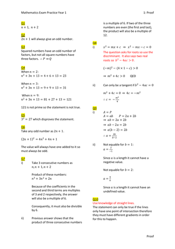 A-Level Mathematics Exam Practice Year 1 SOLUTIONS (Chapters 1-3)