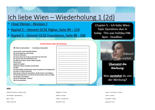 GCSE German - New Specification - Holidays and Transport - Revision of ich liebe Wien - Part 1