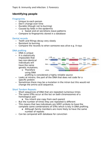 Edexcel A Level Biology A Topic 6 - Forensics (1/2)