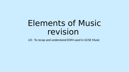 Elements of Music KS4 Revision