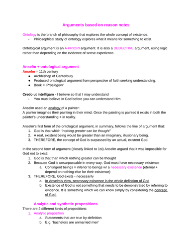 Arguments based on reason notes OCR REP