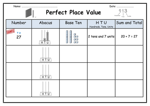 Perfect Place Value Worksheet - 5 place value activities in 1 place