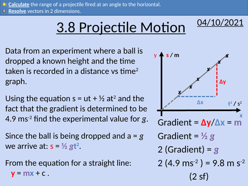 Ocr As Level Physics Projectile Motion Teaching Resources