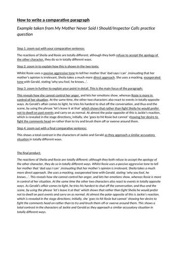 OCR Literature How to answer the Modern Texts comparison question- An Inspector Calls