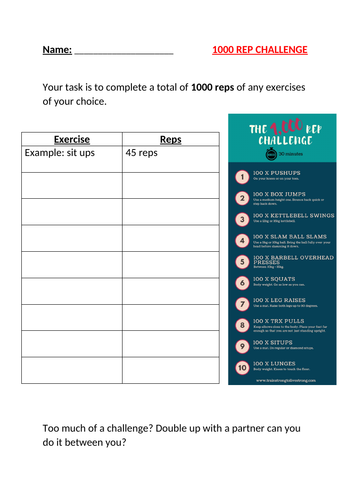 1000 Rep Challenge Worksheet