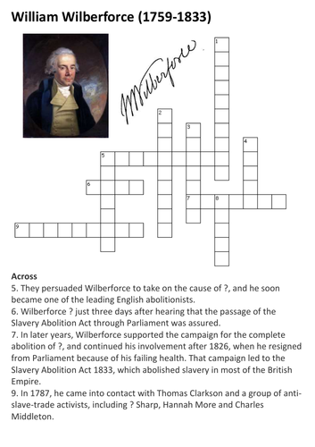 William Wilberforce Crossword