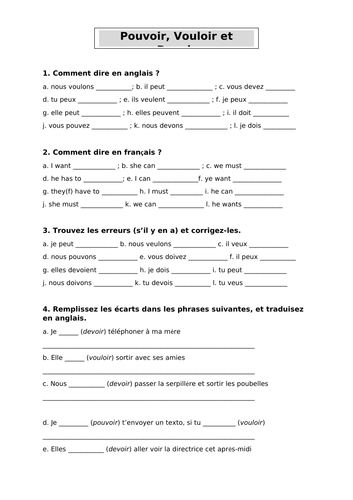 Modal Verbs Intensive Worksheet