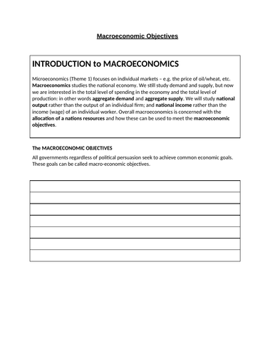 Economics: Macroeconomic Objectives  (NEW SPEC) - Edexcel