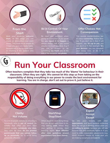 Run Your Classroom Staff Sheet and Poster