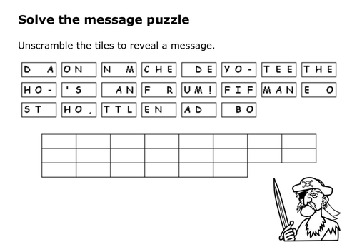Solve the message puzzle from Treasure Island