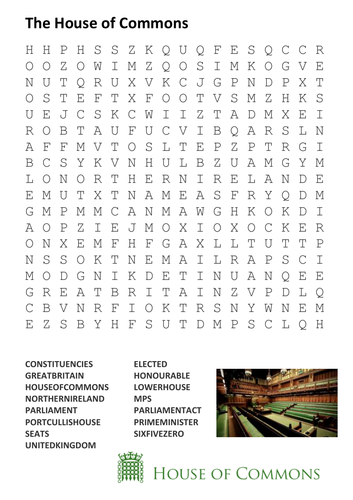 The House of Commons Word Search